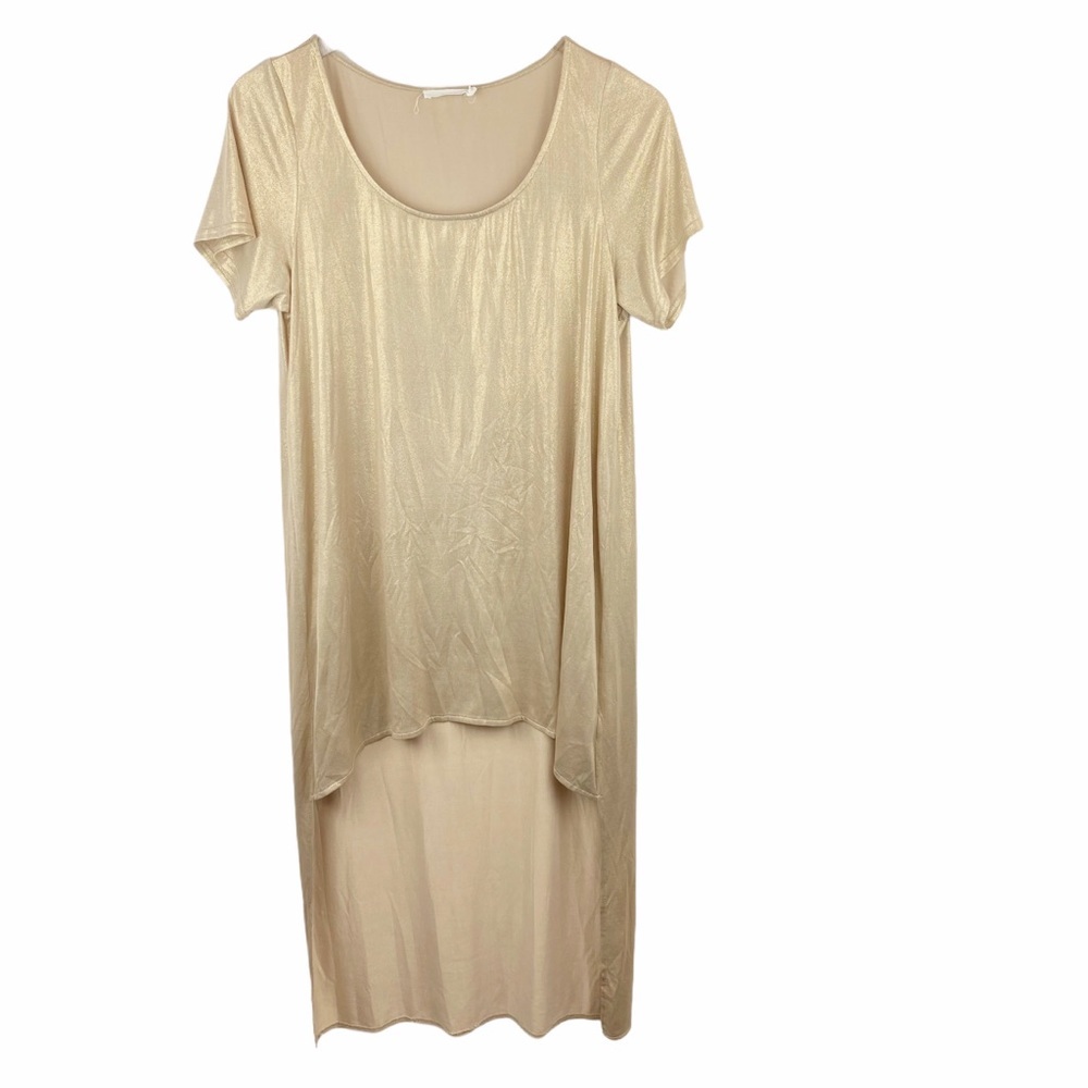 LUSH Metallic Vintage Gold Hi/Lo Dress Small